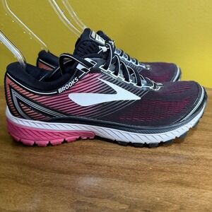 Brooks Ghost 10 Running Shoes Womens Size  8  B Medium Black Pink Peacock